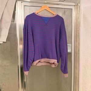 We The Free Classic Striped Oversized Crewneck | Plum Combo